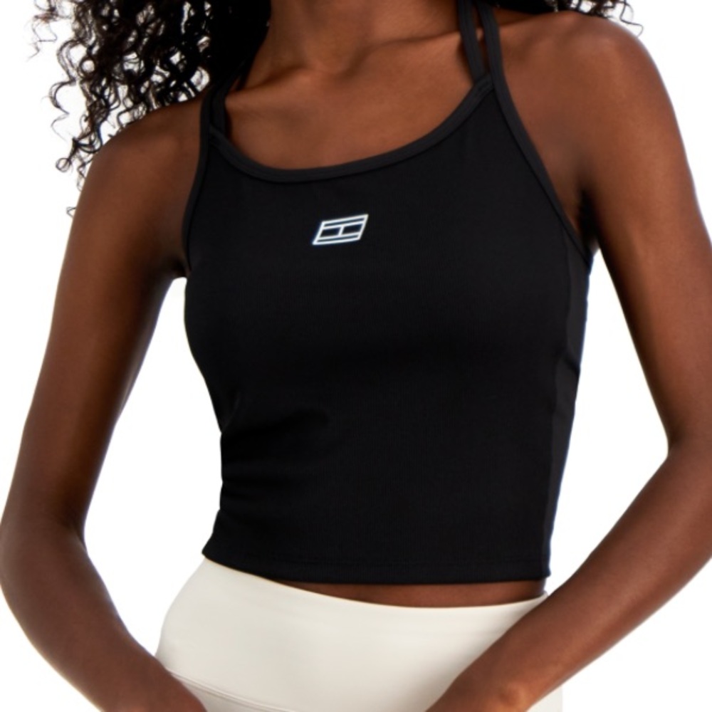 Tommy Hilfiger Sport Cropped Tank Top, Black, Size: X-Large
